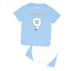 Manchester City Erling Haaland #9 kläder Barn 2023-24 Hemmatröja Kortärmad (+ korta byxor)